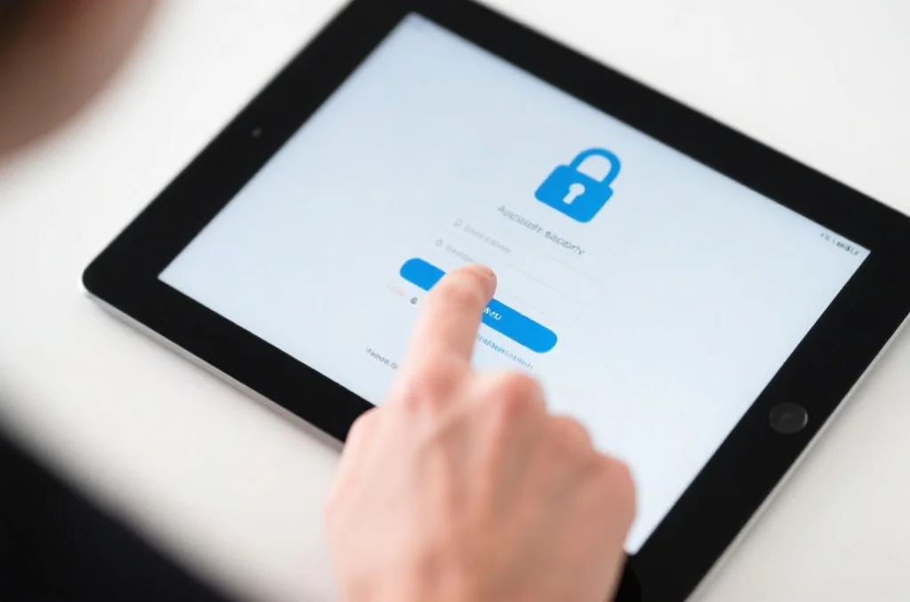 用户在平板电脑上进行安全登录，显示双重验证图标